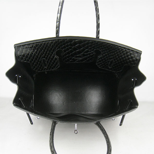 High Quality Fake Hermes Birkin 35CM Fish Veins Leather Bag Black 6089 - Click Image to Close